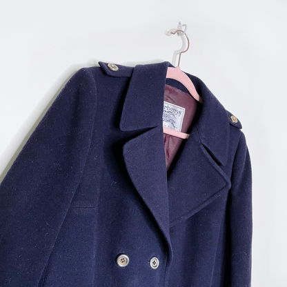 vintage burberrys wool navy pea coat - size medium