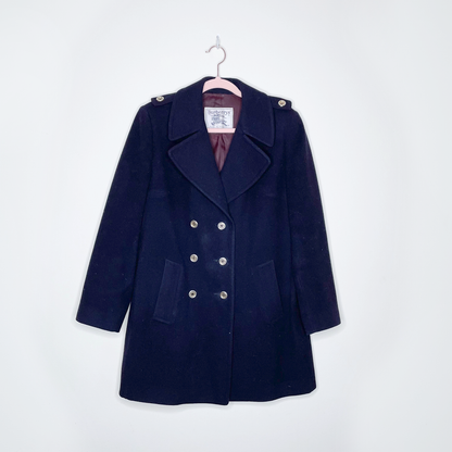 vintage burberrys wool navy pea coat - size medium