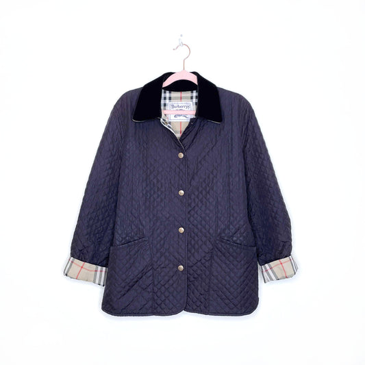 vintage burberrys quilted chore coat with nova check lining - size medium