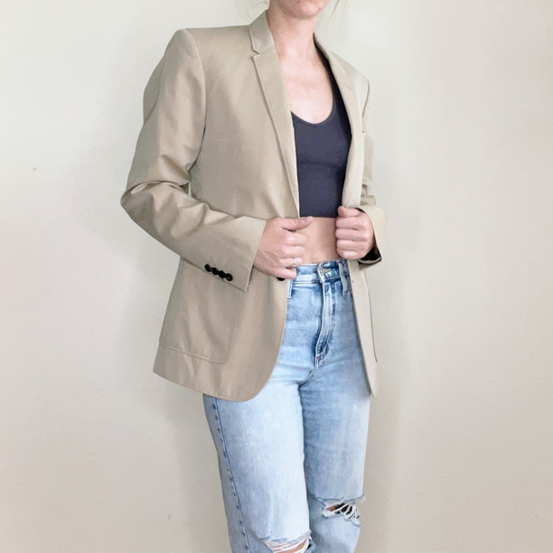 burberry tan matson sport coat blazer with nova check lining - size 48