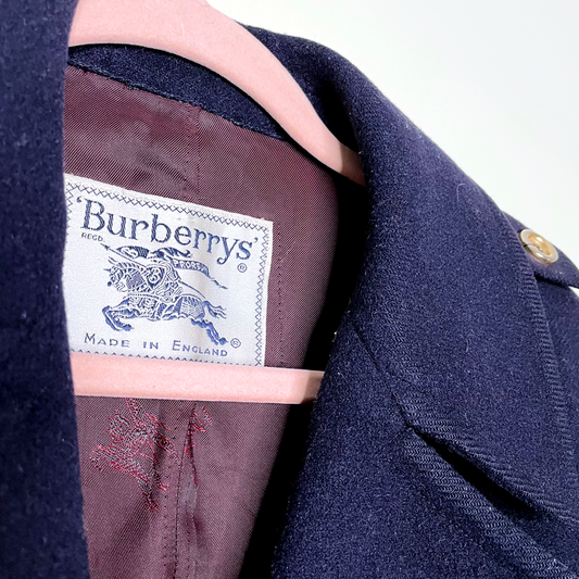 vintage burberrys wool navy pea coat - size medium