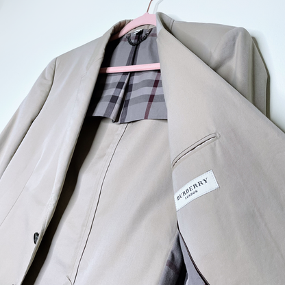 burberry tan matson sport coat blazer with nova check lining - size 48
