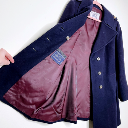 vintage burberrys wool navy pea coat - size medium