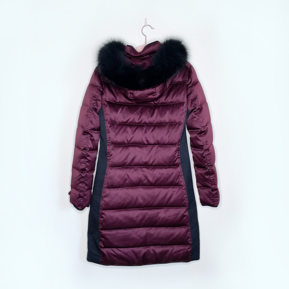 burberry long puffer jacket with fox fur hood size medium good market thrift store