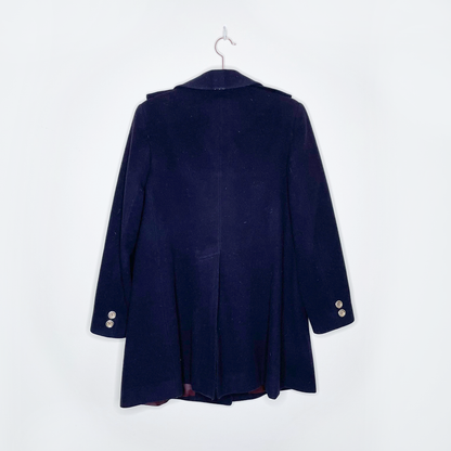 vintage burberrys wool navy pea coat - size medium