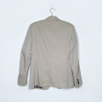 burberry tan matson sport coat blazer with nova check lining - size 48