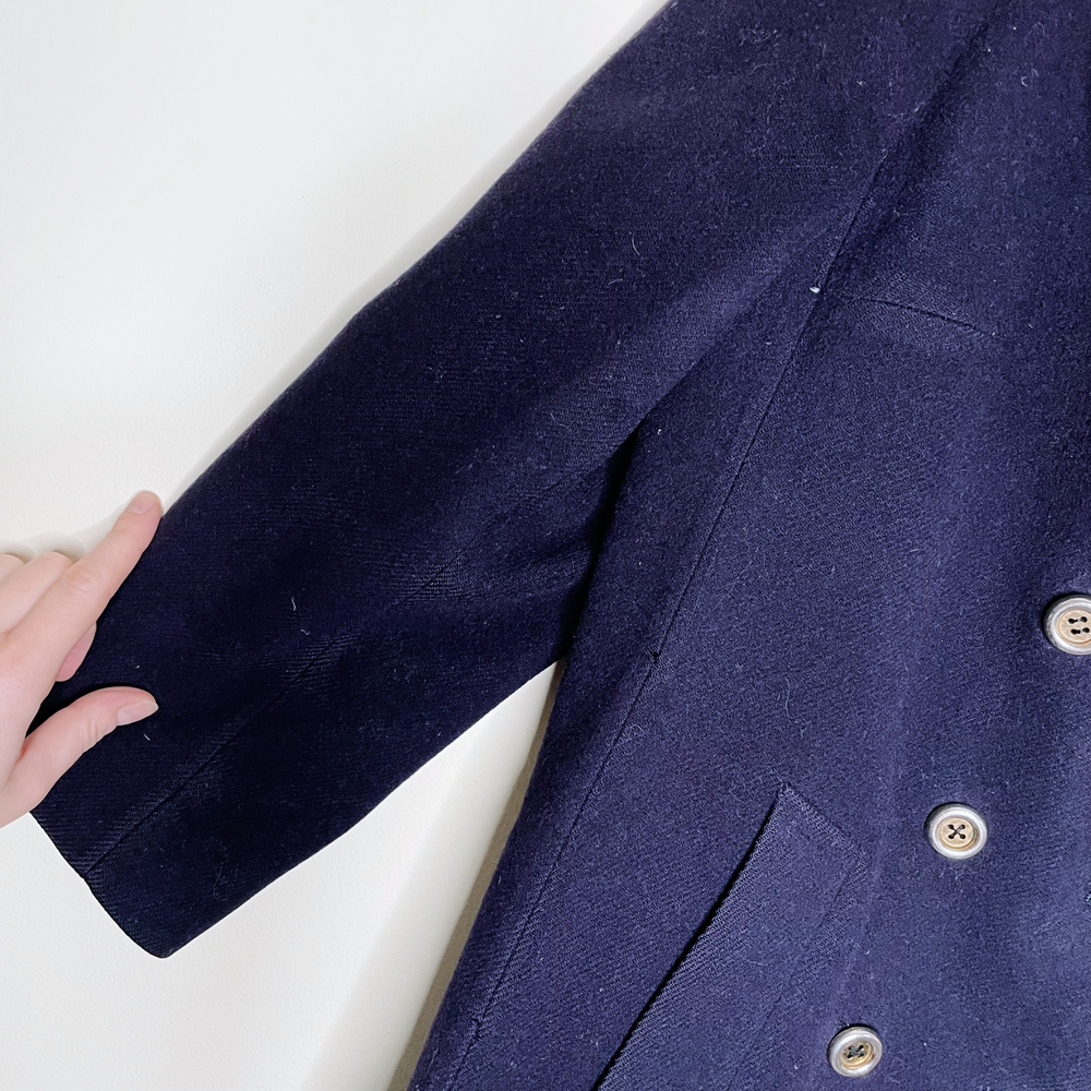 vintage burberrys wool navy pea coat - size medium