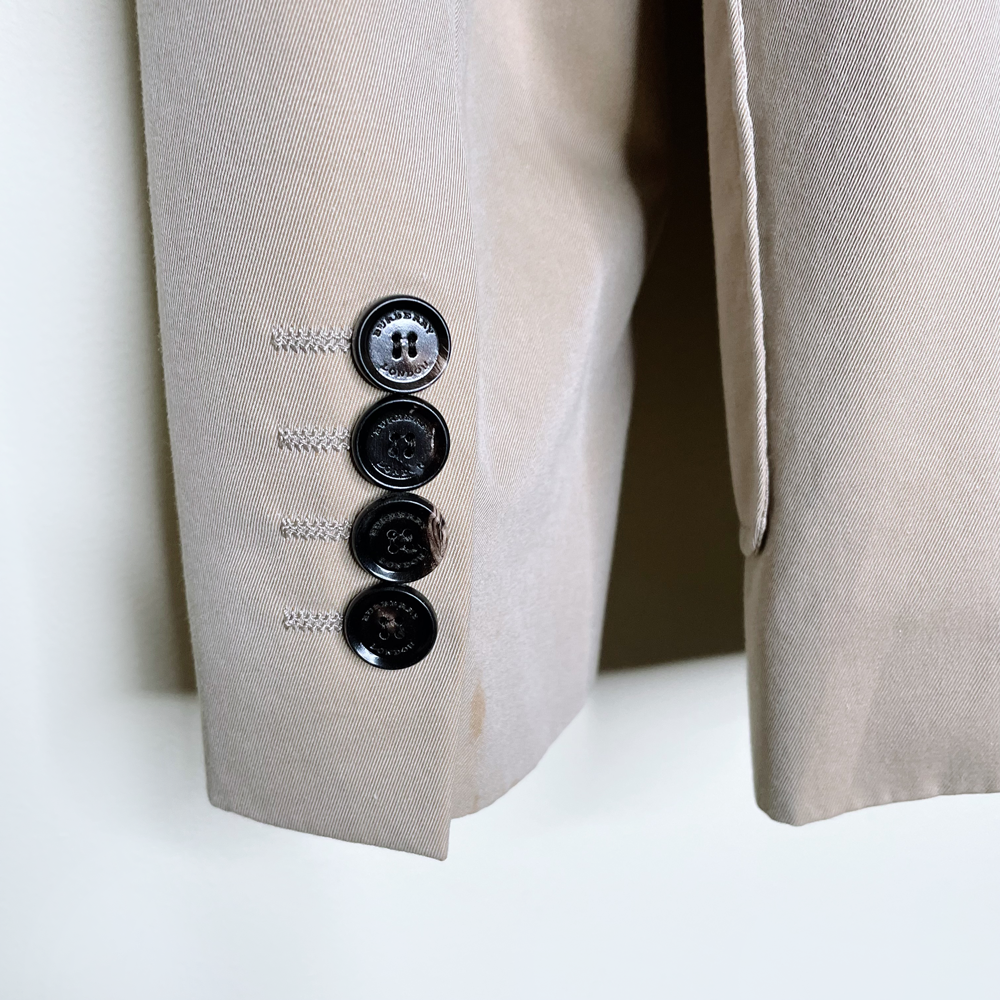 burberry tan matson sport coat blazer with nova check lining - size 48