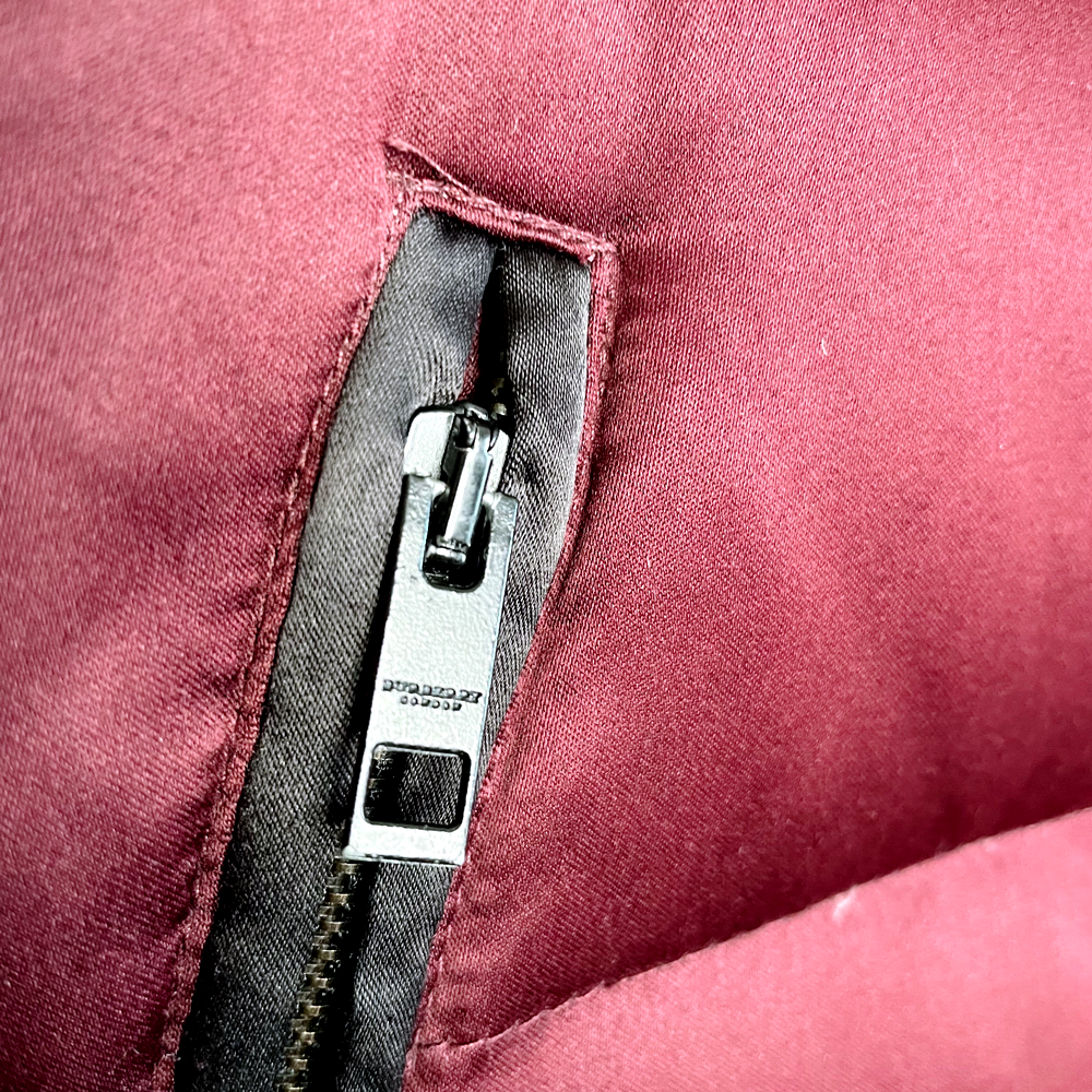 burberry long puffer jacket with fox fur hood - size medium