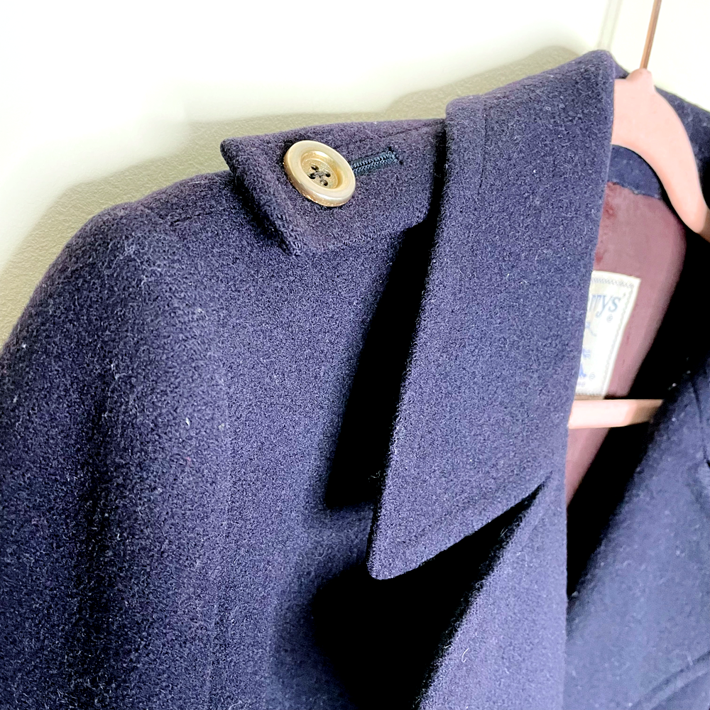 vintage burberrys wool navy pea coat - size medium