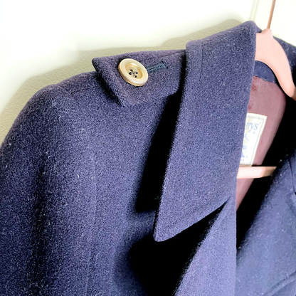 vintage burberrys wool navy pea coat - size medium