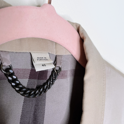 burberry tan matson sport coat blazer with nova check lining - size 48