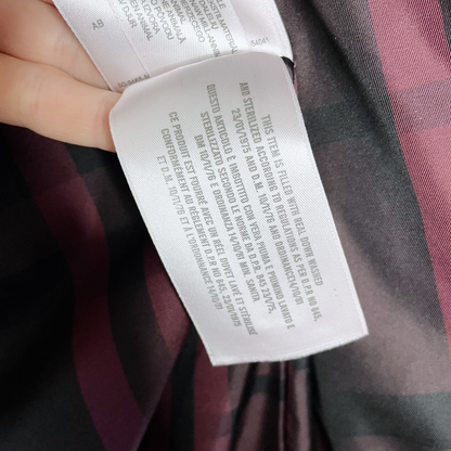 burberry long puffer jacket with fox fur hood - size medium