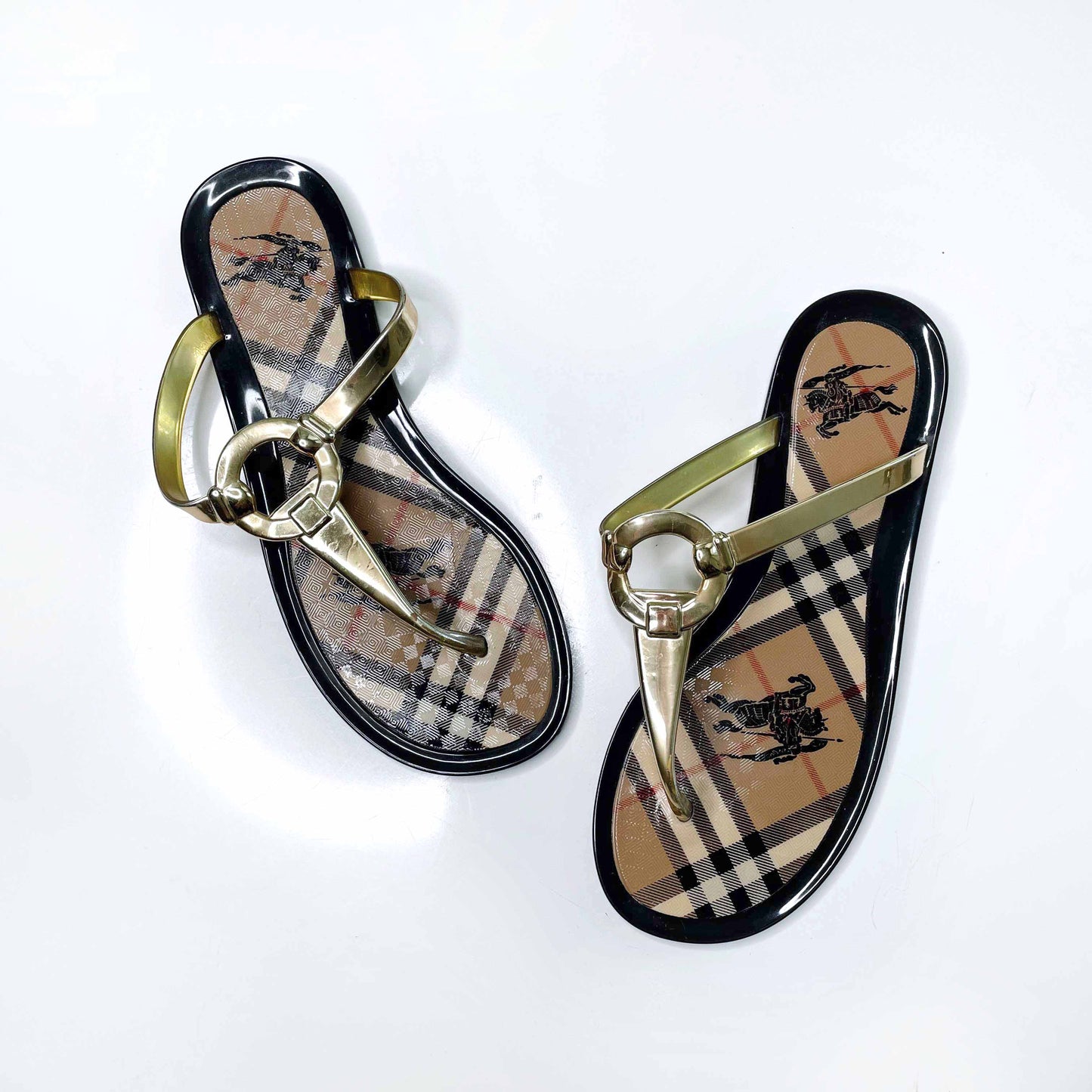 burberry nova check jelly thong sandals - size 39