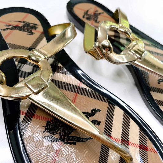 burberry nova check jelly thong sandals - size 39