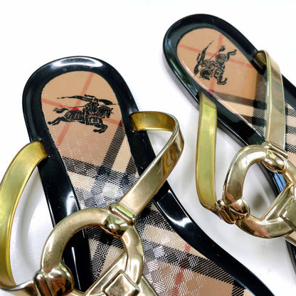 burberry nova check jelly thong sandals - size 39