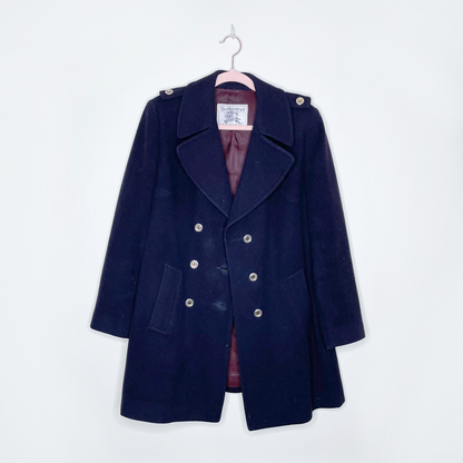 vintage burberrys wool navy pea coat - size medium