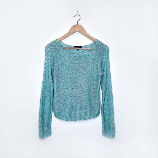 burberry green heather silk-wool knit sweater - size small