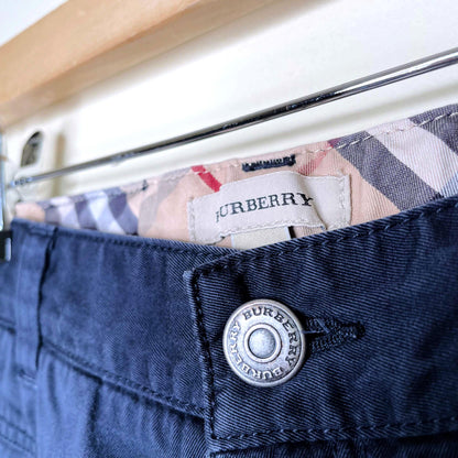 burberry kids black cotton chino's with nova check - size 10Y