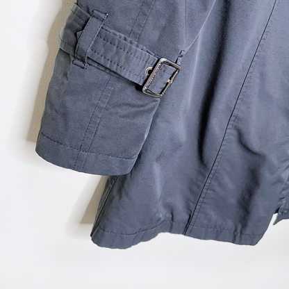 burberry blue label black trench coat with check lining - size 36