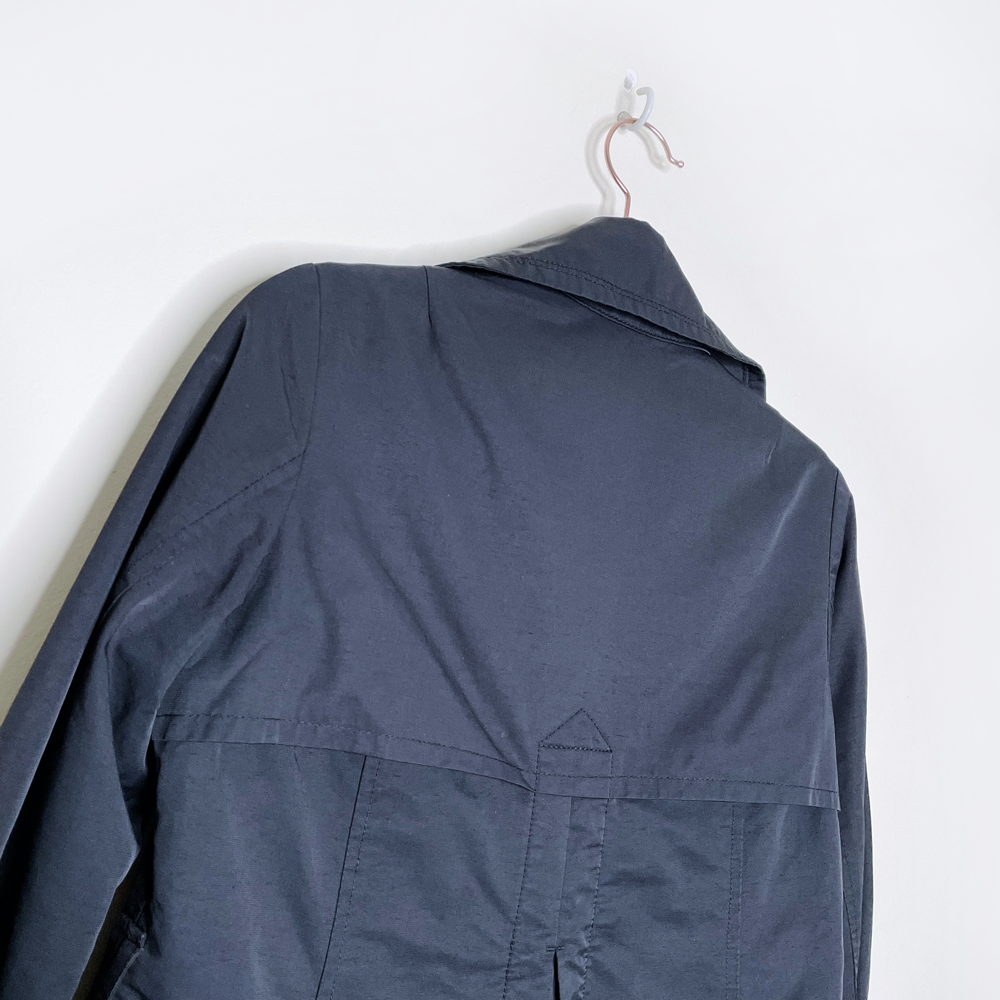 burberry blue label black trench coat with check lining - size 36