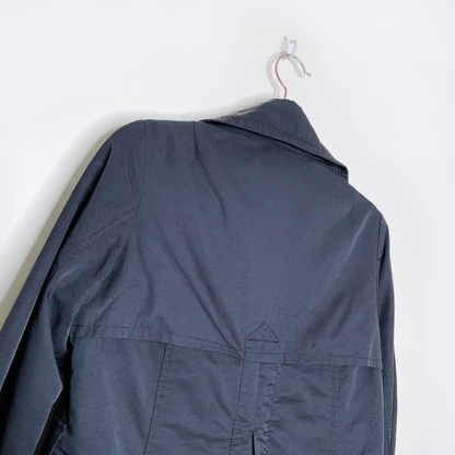 burberry blue label black trench coat with check lining - size 36