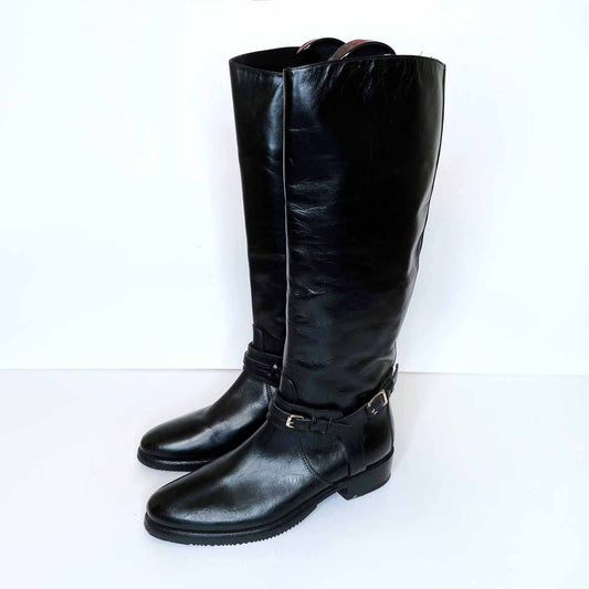 burberry black adelaide equestrian bridle tall riding boots - size 39