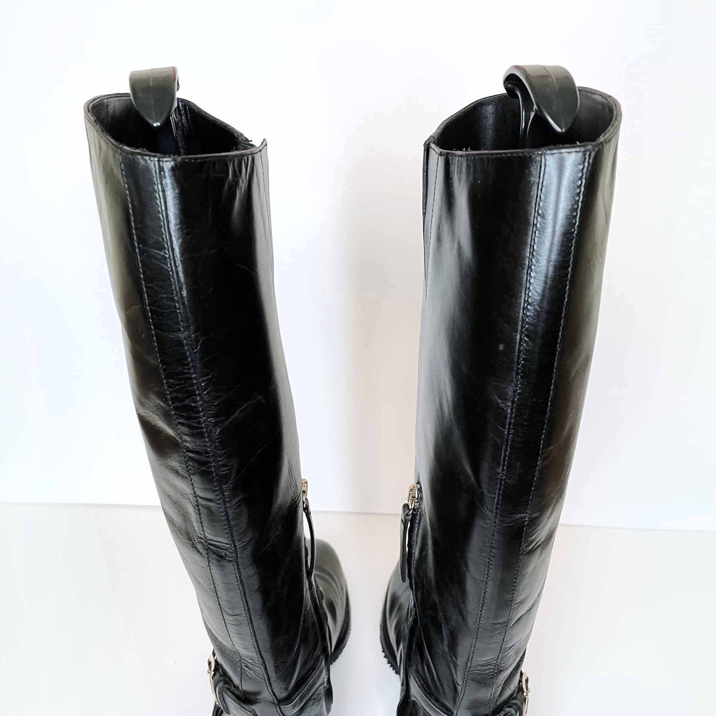 burberry black adelaide equestrian bridle tall riding boots - size 39