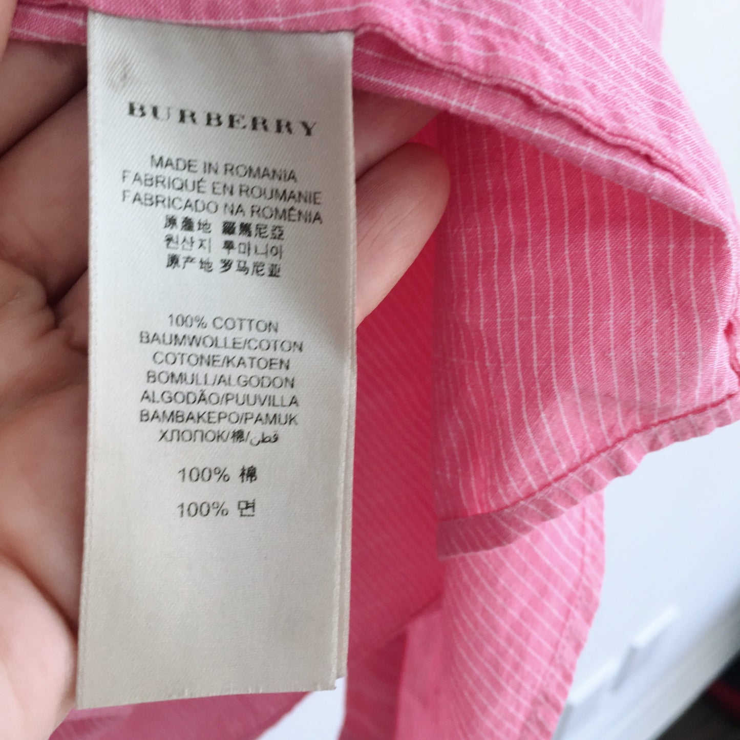 Burberry Brit Pink Striped Shirt - size Large