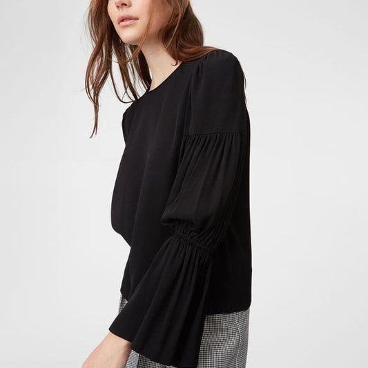 club monaco amund blouse with pleated bell sleeves - size xs