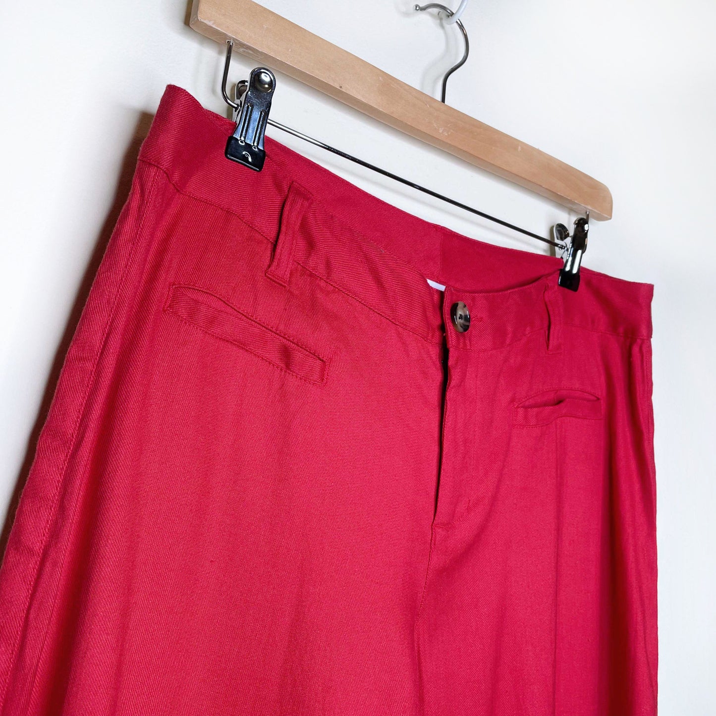 cabi red valentine linen flare leg trouser - size 10