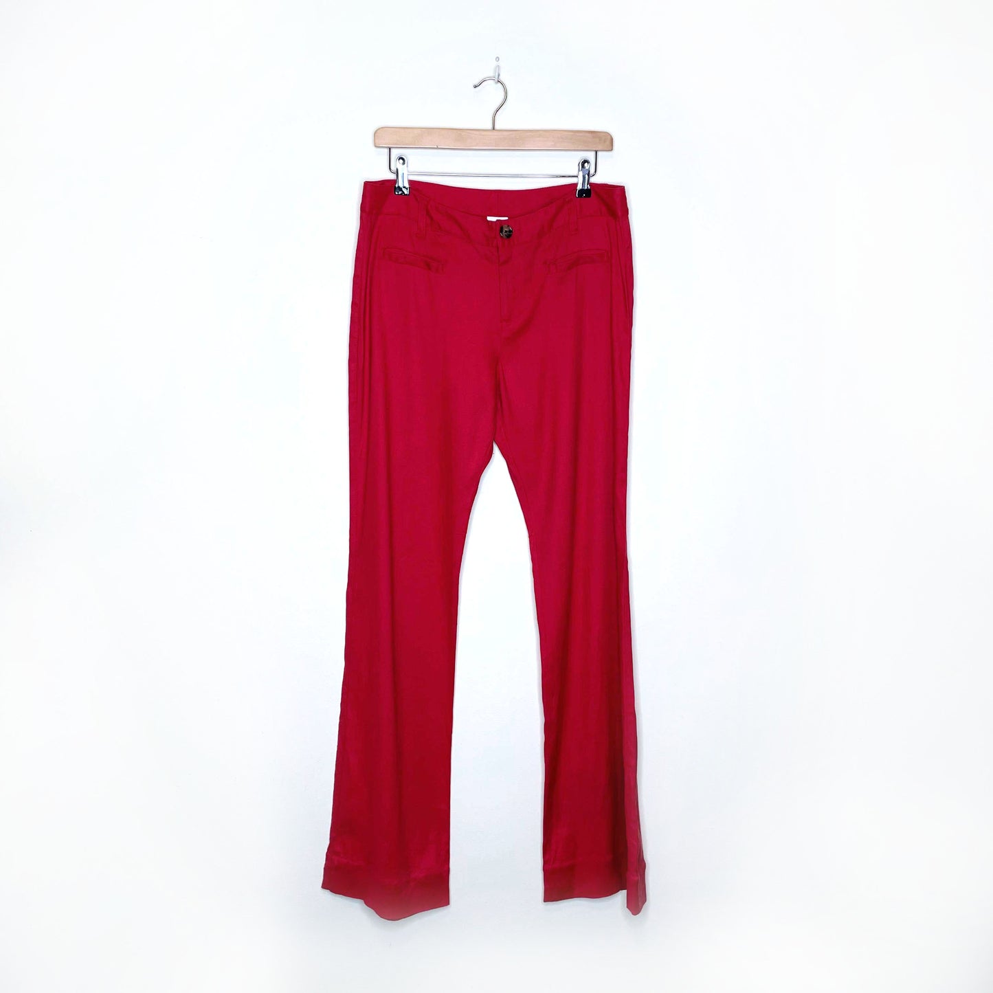 cabi red valentine linen flare leg trouser - size 10