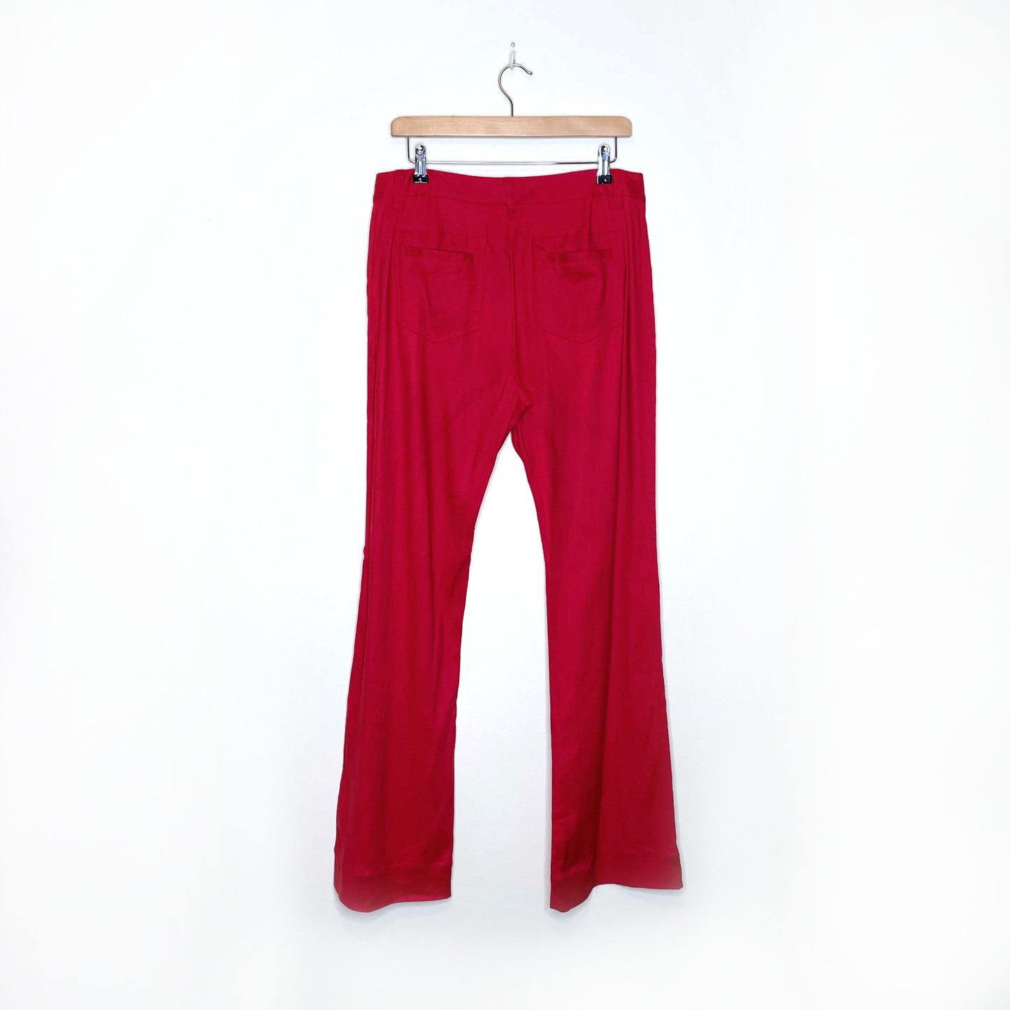 cabi red valentine linen flare leg trouser - size 10