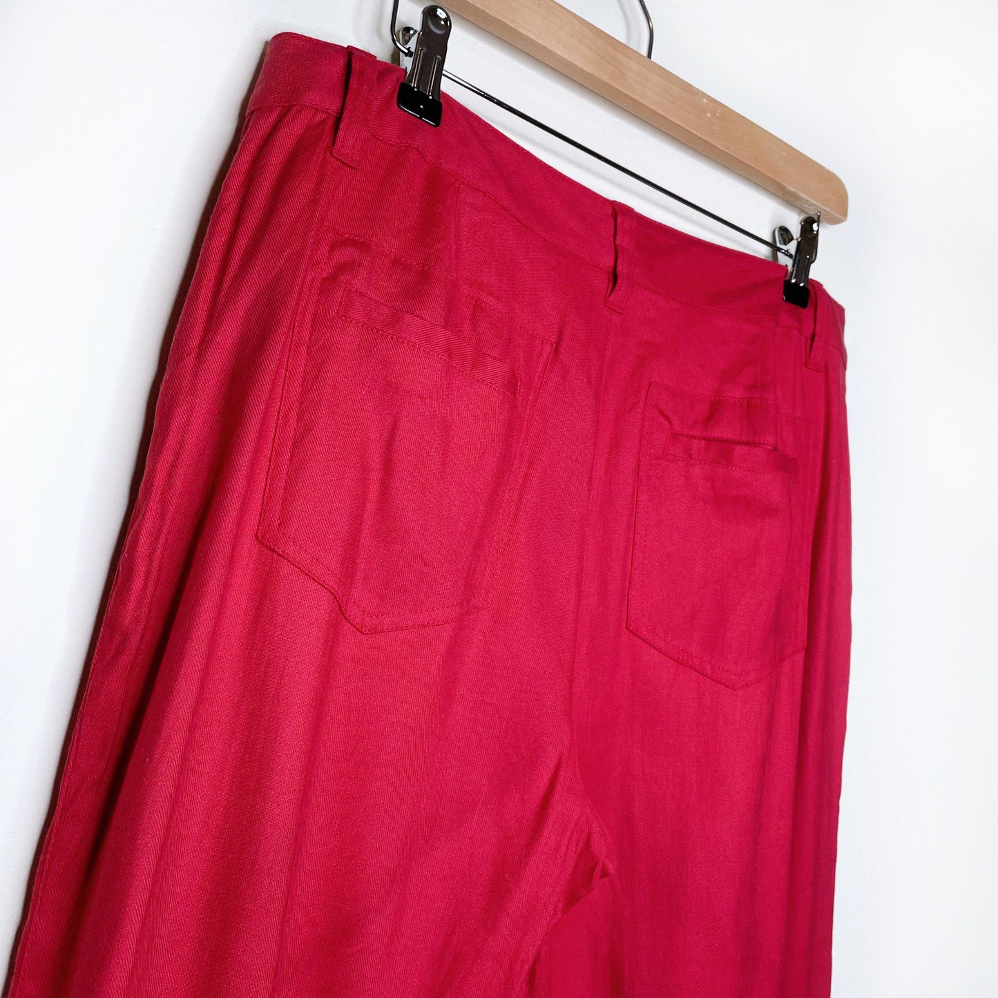 cabi red valentine linen flare leg trouser - size 10
