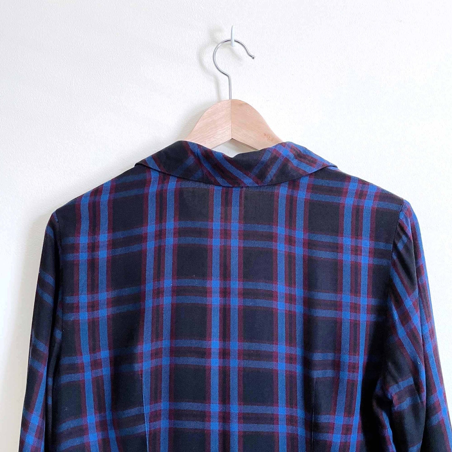 Cabi moody plaid peplum button down shirt - size Small
