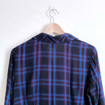 Cabi moody plaid peplum button down shirt - size Small
