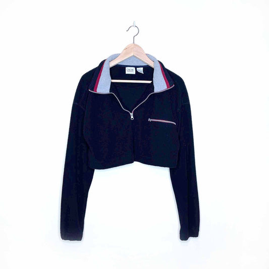 vintage cache creek super crop ribbed fleece sweatshirt - size large