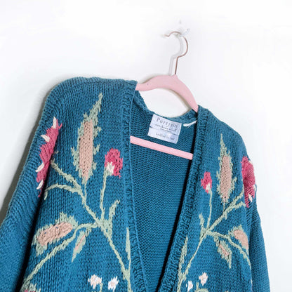 portraits by northern isles II handknit floral cardigan - size large