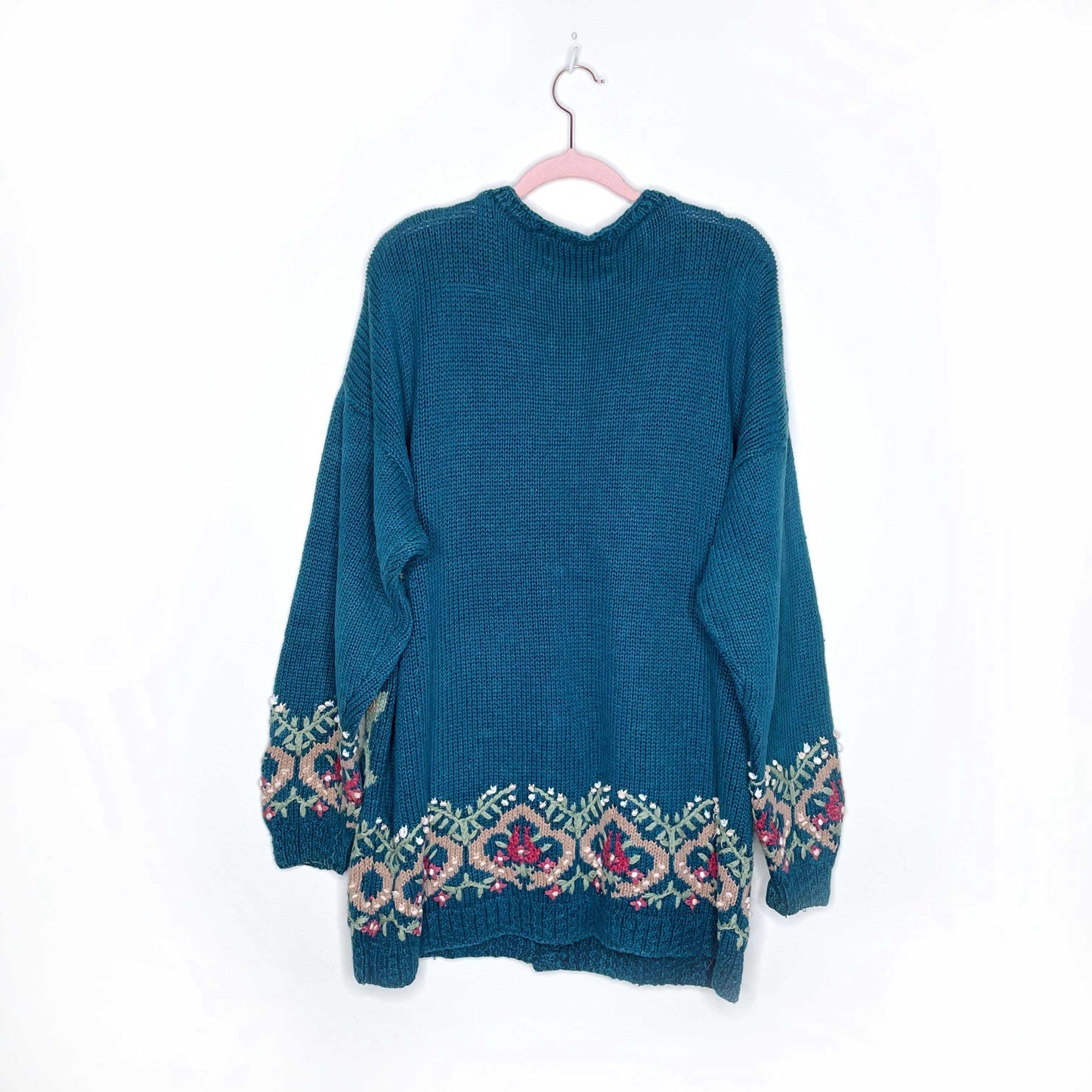 portraits by northern isles II handknit floral cardigan - size large