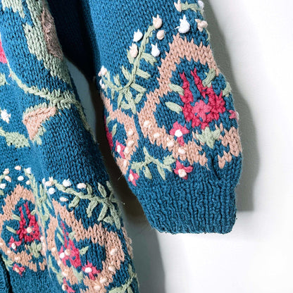 portraits by northern isles II handknit floral cardigan - size large