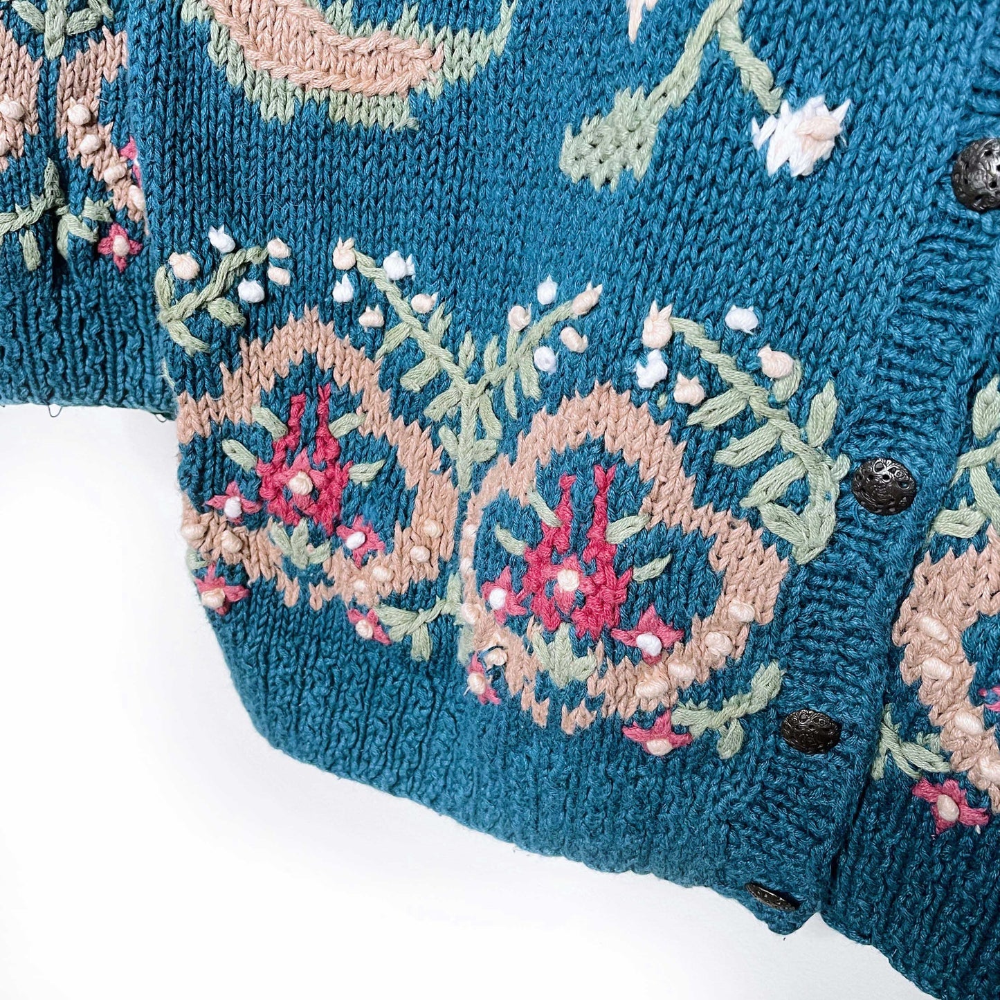 portraits by northern isles II handknit floral cardigan - size large