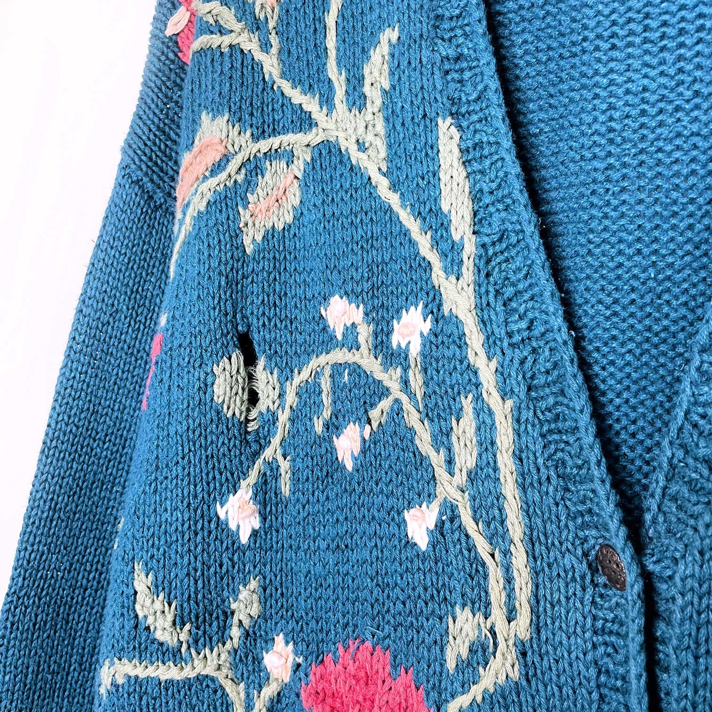 portraits by northern isles II handknit floral cardigan - size large