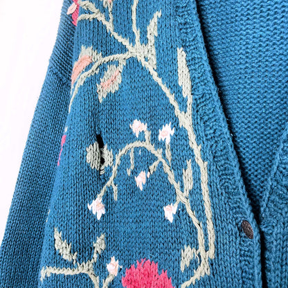 portraits by northern isles II handknit floral cardigan - size large
