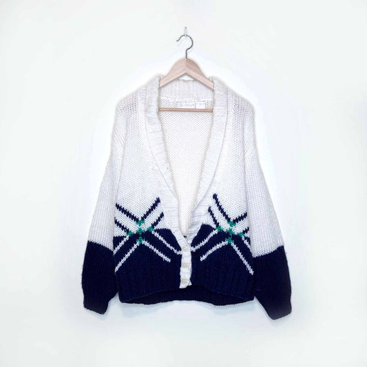 vintage club contengono nordic hand knit cardigan - size medium