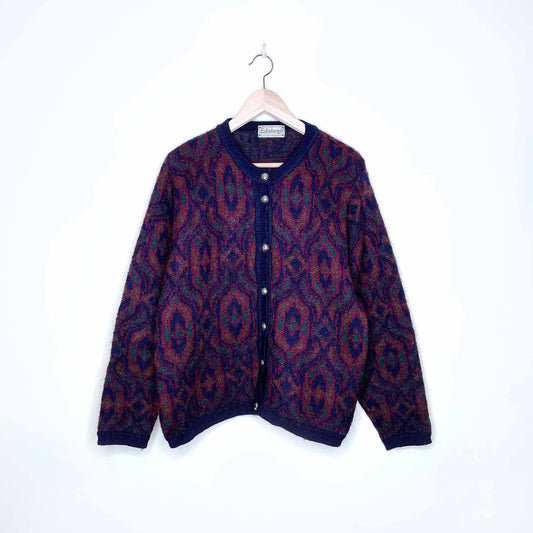 vintage edinburgh mohair blend fair isle cardigan - size large