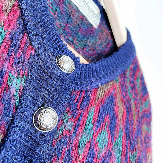 vintage edinburgh mohair blend fair isle cardigan - size large