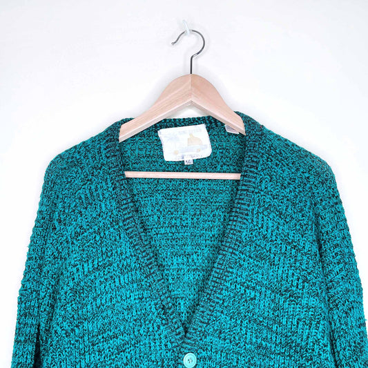 Astra emerald green heather vintage grandpa cardigan - size Large