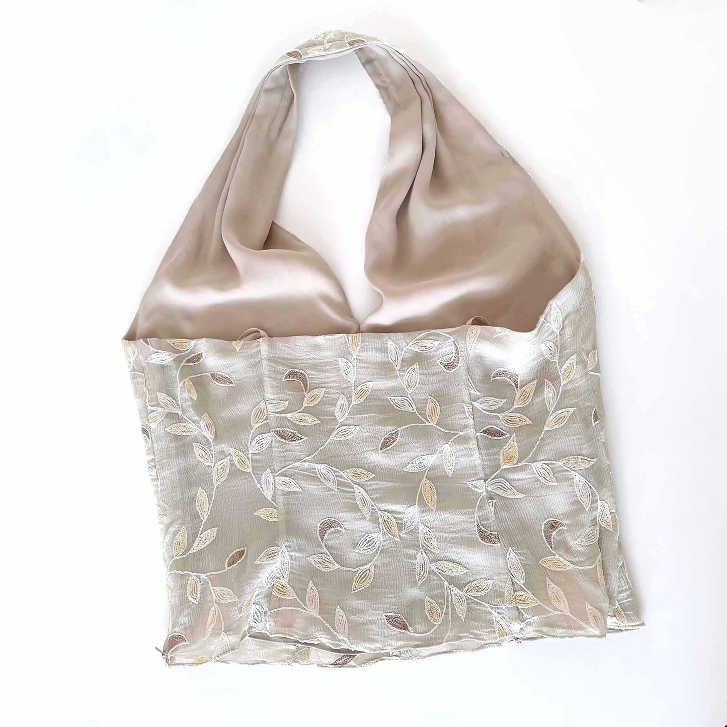 Vintage Carlisle vine embroidered silk halter top - size 2