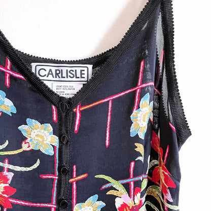 Vintage Carlisle silk knit button down tank - size Small