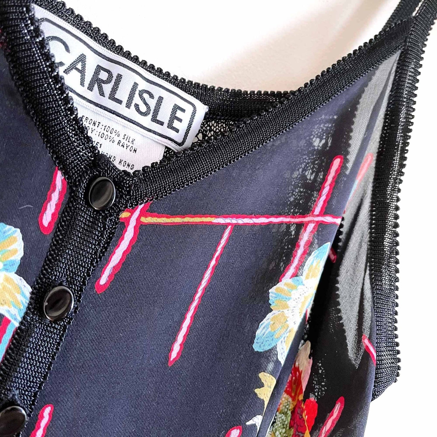 Vintage Carlisle silk knit button down tank - size Small